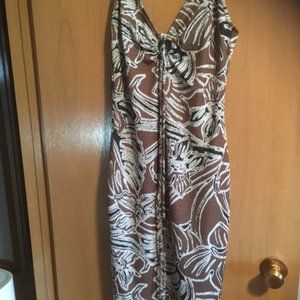 NWT Zara fitted halter dress Size M brown print